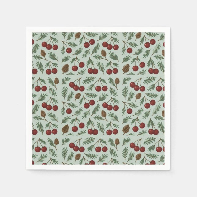 Serviette En Papier 🌿 Sweet Cherry Woodland Holiday Collection (Devant)