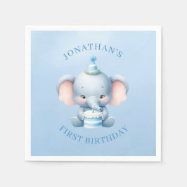 Serviette En Papier Sweet Elephant Bleu Anniversaire