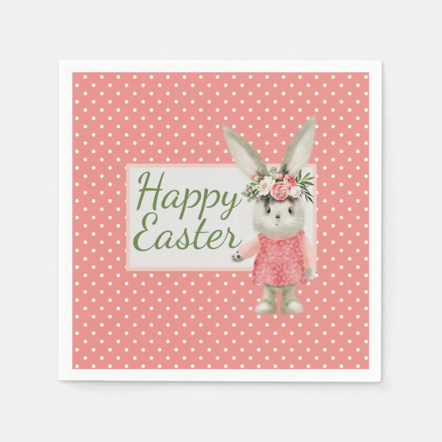 Serviette En Papier Sweet Girl Bunny Pâques (Devant)