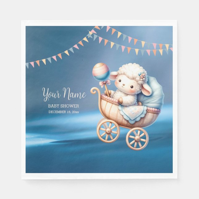Serviette En Papier Sweet Little Lamp Baby shower Baby shower fête (Devant)