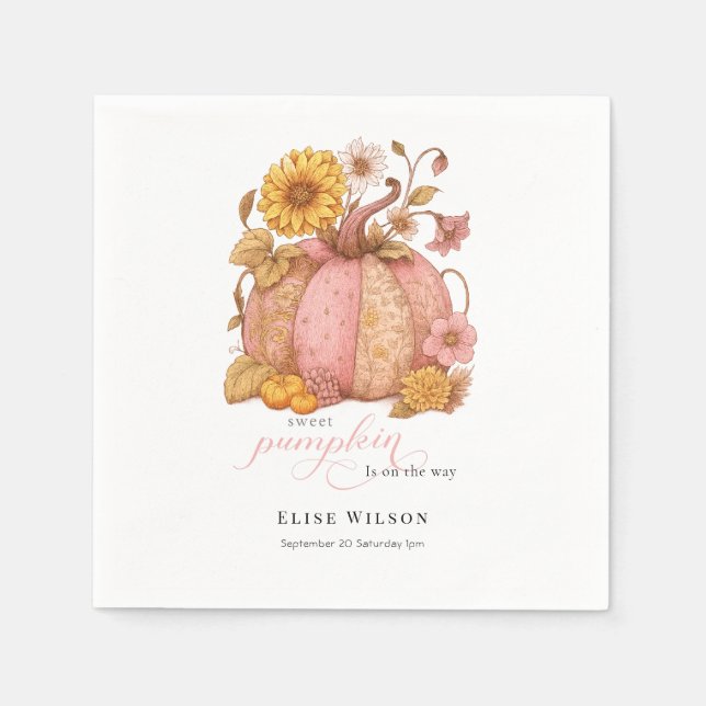 Serviette En Papier Sweet Little patch pumpkin florals is on the way (Devant)