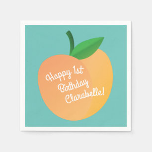 Serviette En Papier Sweet Peach Cute Fruit 1er Anniversaire Thème