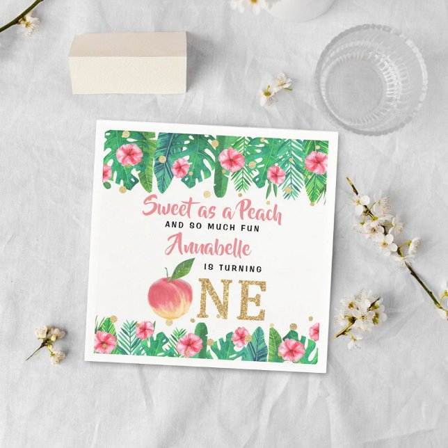 Serviette En Papier Sweet Peach Girls 1er anniversaire (Créateur téléchargé)