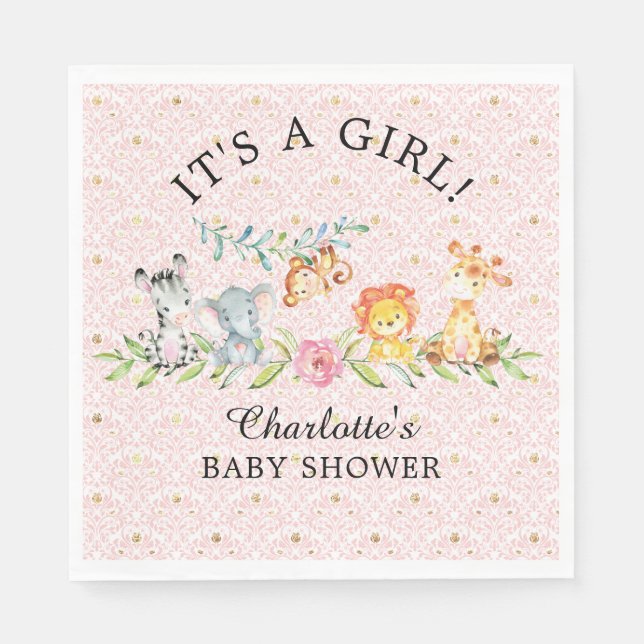 Serviette En Papier Sweet Safari Animaux Baby shower papier serviettes (Devant)