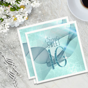 Serviette En Papier Sweet sixteen à persiennes étincelantes ID Turquoi