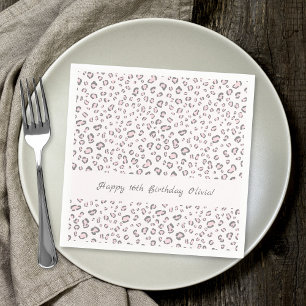 Serviette En Papier Sweet sixteen Anniversaire Pink Grey Motif