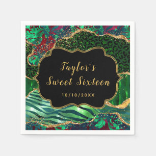 Serviette En Papier Sweet sixteen d'Agate Safari vert