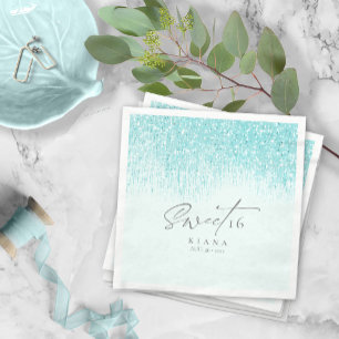 Serviette En Papier Sweet sixteen étincelant ID Turquoise912