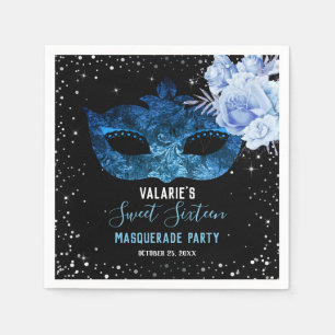 Serviette En Papier Sweet sixteen mascarade bleu