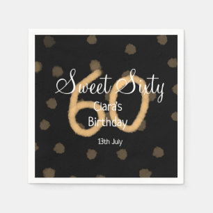 Serviette En Papier Sweet Soixante ajouter nom date anniversaire Polka