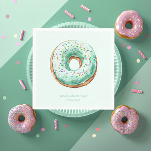 Serviette En Papier Sweet Time Pastel Green Donut Anniversaire