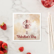 Sweet Valentines Day Nutcracker Love Paper Napkin