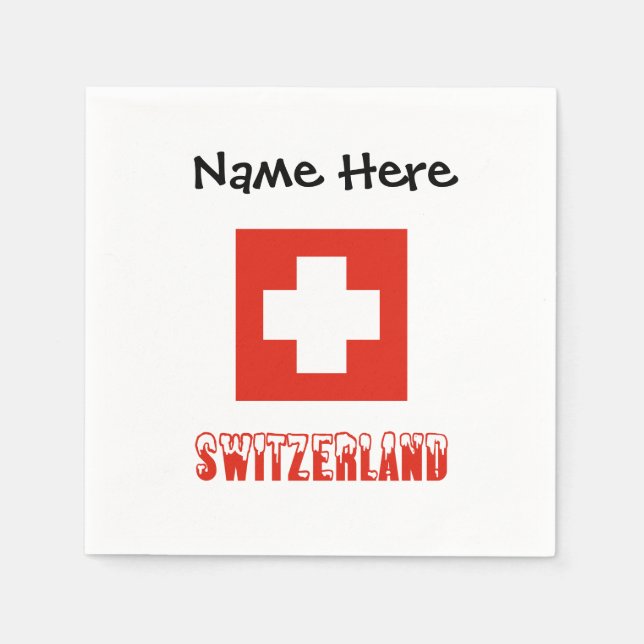 Serviette En Papier Switzerland and Swiss Flag with Your Name (Devant)