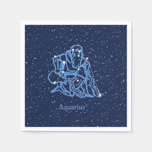 Serviette En Papier Symbole Aquarius Constellation et Zodiaque avec ét (Devant)
