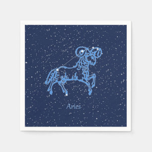 Serviette En Papier Symbole Aries Constellation et Zodiac avec étoiles