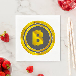 Serviette En Papier Symbole Bitcoin doré Monnaie numérique