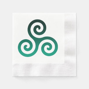 Serviette En Papier Symbole celtique antique Triskele vert Blanc