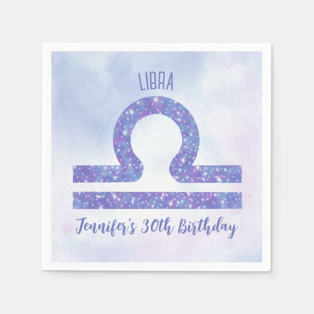 Serviette En Papier Symbole Cute Libra Personnalisé Purple Anniversair (Devant)