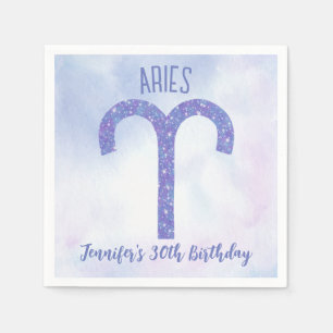 Serviette En Papier Symbole d'astrologie violette de Pretty Aries