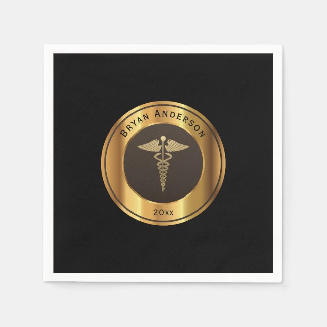 Serviette En Papier Symbole de Caduceus Diplôme Médicale d'école (Devant)