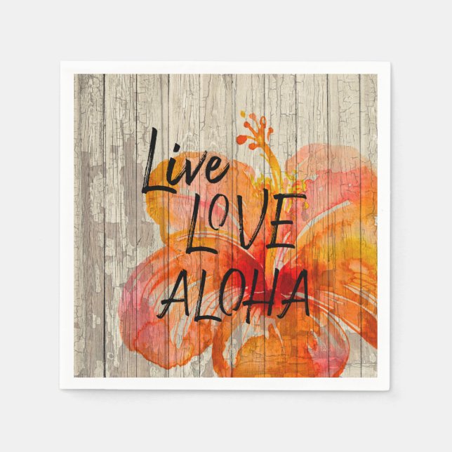 Serviette En Papier Symbole de la plage d'Aloha Hibiscus Live Love (Devant)