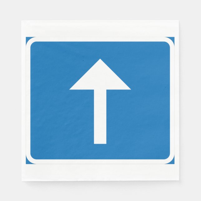 Serviette En Papier Symbole de la route à sens unique bleu - Inscripti (Devant)