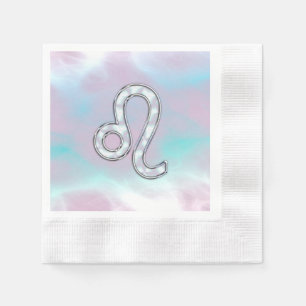 Serviette En Papier Symbole de Leo Zodiac sur Pastels Style Nacre Impr