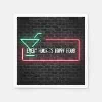 Symbole de néon brillant Happy Hour