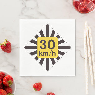 Serviette En Papier Symbole de trafic d'éclatement de soleil de 30 kmh