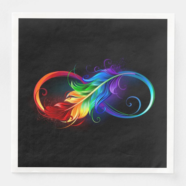 Serviette En Papier Symbole d'infini avec plume arc-en-ciel (Devant)