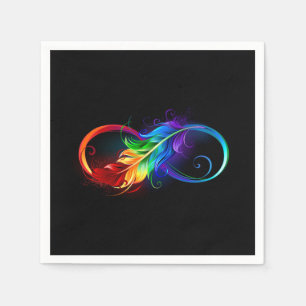 Serviette En Papier Symbole d'infini avec plume arc-en-ciel