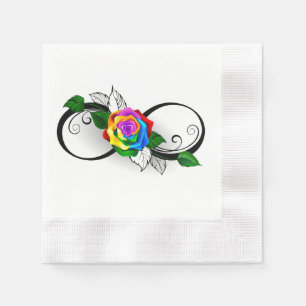 Serviette En Papier Symbole d'infini avec rose arc-en-ciel