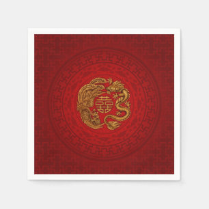 Serviette En Papier Symbole du Bonheur avec Phoenix et Dragon