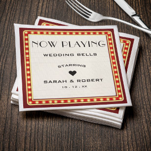 Serviette En Papier Symbole du cinéma rétro Mariage rouge