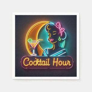 Serviette En Papier SYMBOLE DU NEON DU MILIEU DU SIÈCLE Cocktail Hour 