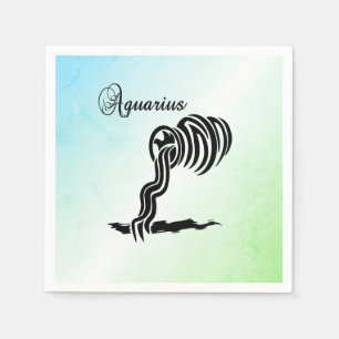 Serviette En Papier Symbole et signe Zodiaque Aquarius Bleu Vert