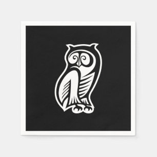Serviette En Papier Symbole hibou blanc