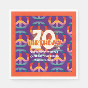 Serviette En Papier SYMBOLE RÉtro Hippie arc-en-ciel de paix 70e anniv