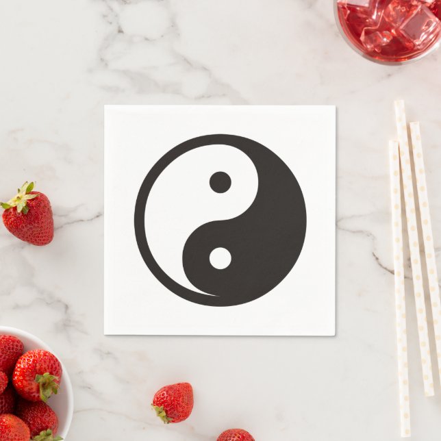 Serviette En Papier Symbole Yin Yang - tatouage solide (En situation)