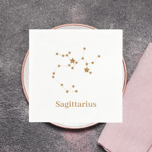 Serviette En Papier Symbole Zodiaque moderne Sagittaire Or Feu d'élém
