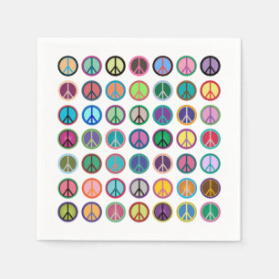 Serviette En Papier Symboles de paix colorés
