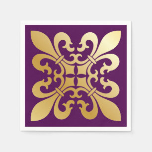 Serviette En Papier Symboles Fleur de Lis violet