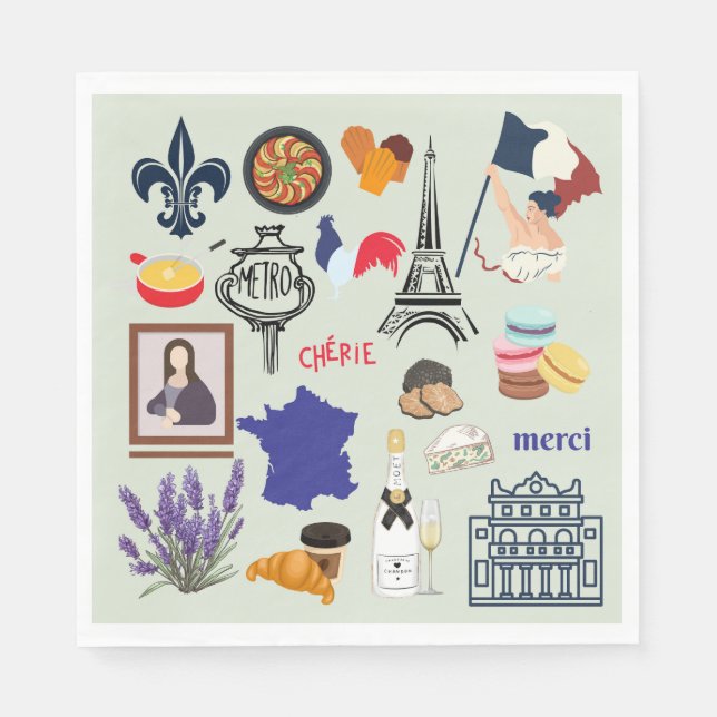 Serviette En Papier Symboles français (Devant)