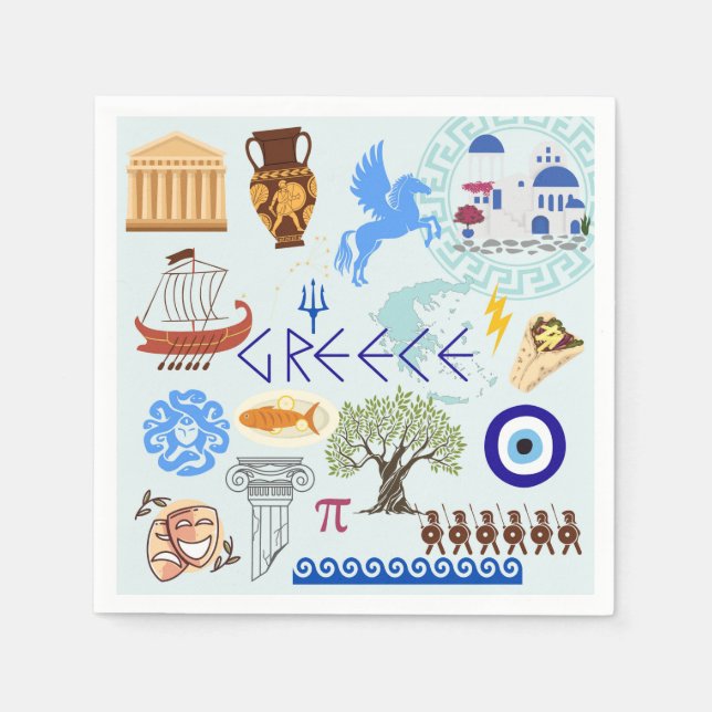 Serviette En Papier Symboles grecs Amateurs de voyage (Devant)