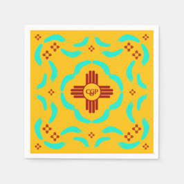 Serviette En Papier Symboles Red Zia Nouveau-Mexique Plumes turquoise