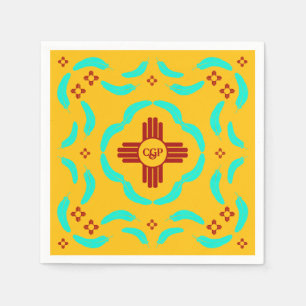Serviette En Papier Symboles Red Zia Nouveau-Mexique Plumes turquoise