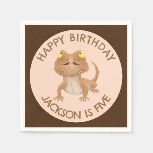 Serviette En Papier Sympa anniversaire barbu personnalisées de lézard