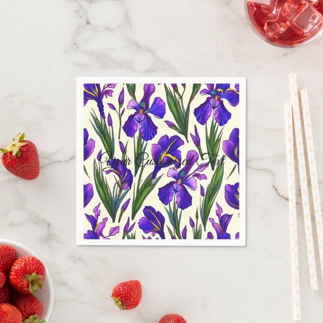 Serviette En Papier Symphonie de jardin : Iris Floral (En situation)