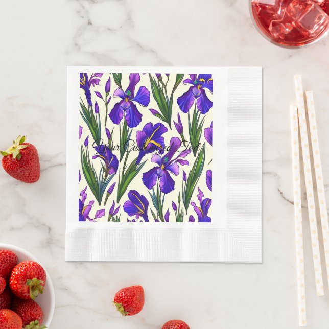 Serviette En Papier Symphonie de jardin : Iris Floral (En situation)