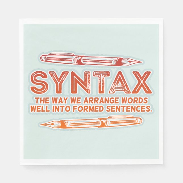 Serviette En Papier Syntaxe Funky Structure de la phrase Grammaire (Devant)